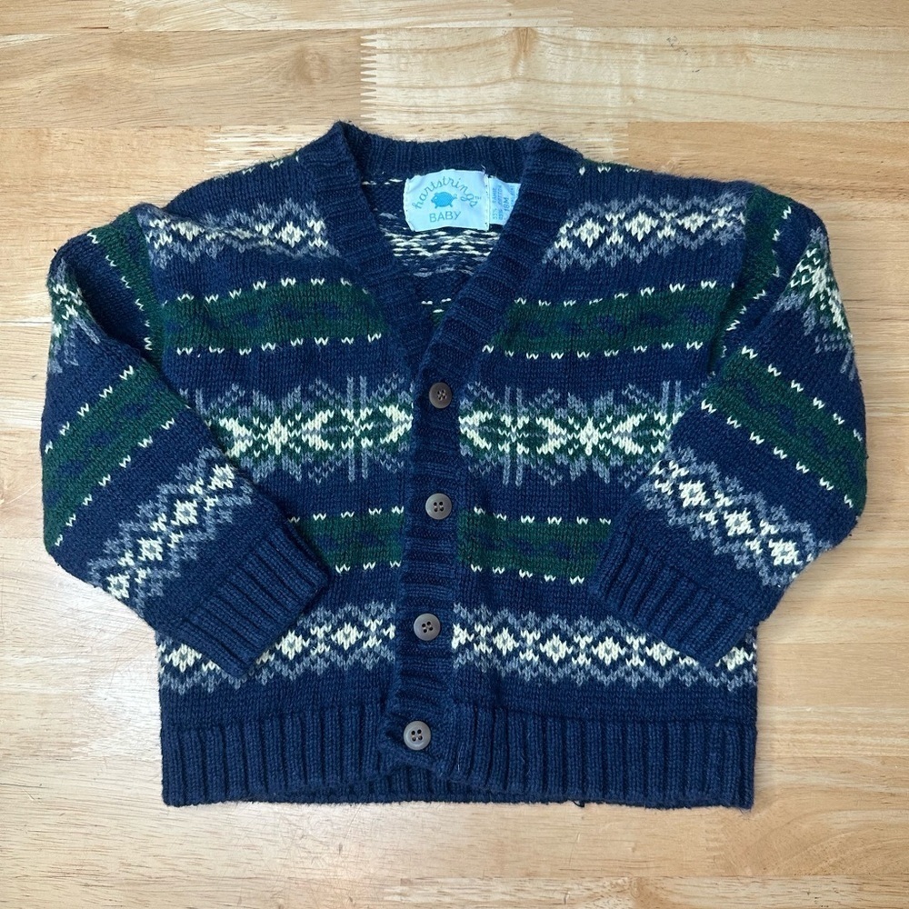 Hartstrings Baby Size 18M Preppy Navy Blue Winter Sweater Grandpa